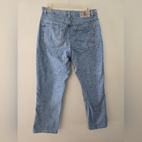 Y2K Bugle Boy Tapered Leg Slim Fit Floral Embroidered Jeans Size 10 High Rise - Picture 4 of 8